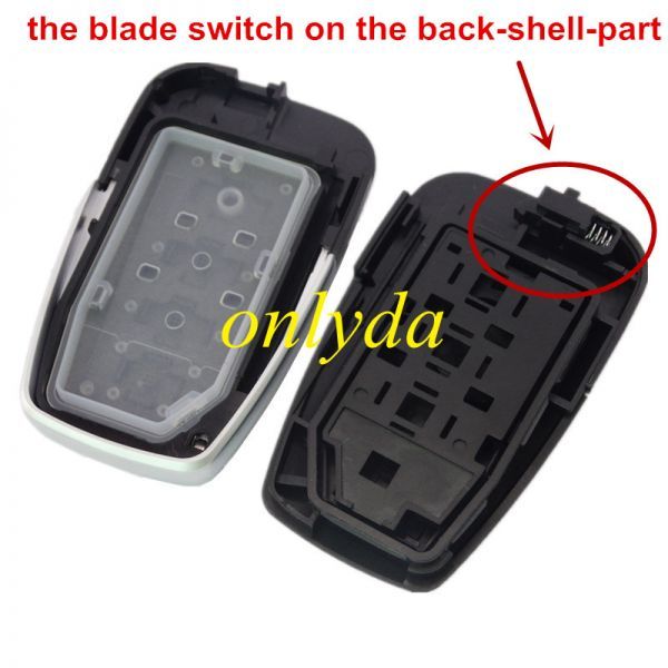2 button remote key blank with blade, the blade switch on the back-shell-part