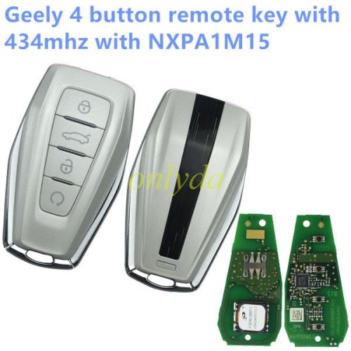 Original Geely 4 button remote key with 4A chip  Fsk and 434mhz with NXPA1M15
