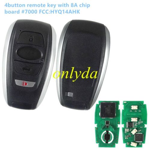 For Subaru 4 button remote key with 434mhz with 8A chip  board #7000  FCC:HYQ14AHK
