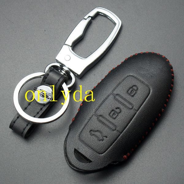 For Nissan 3 button cowhide leather case Nissan SYLPHY,QASHQAI,TEANA,TIIDA,Black Color