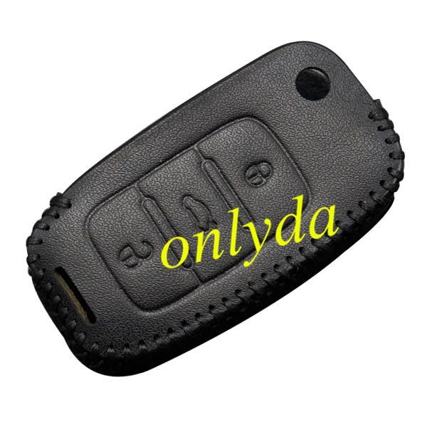 For Skoda 3 button key learther case