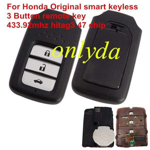 For Honda OEM smart keyless 3 Button remote key with 433.92mhz with hitag3 47 chip
