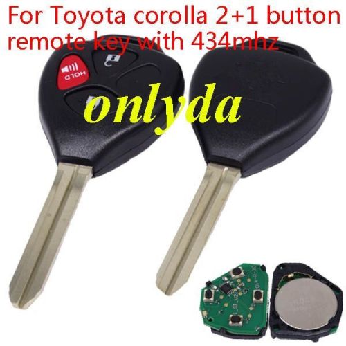 For Toyota corolla 2+1 button remote key with 434mhz