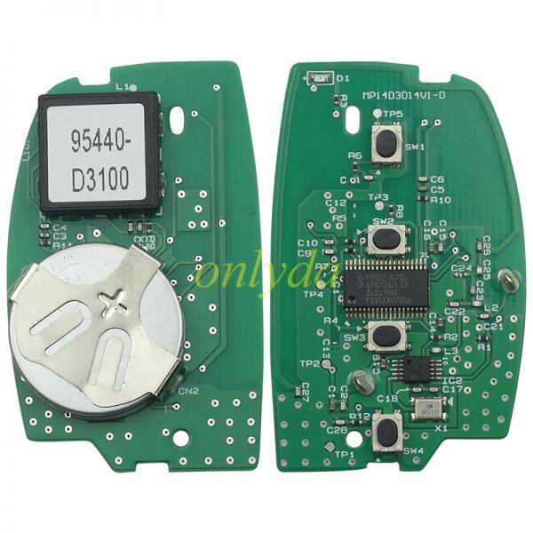 Hyundai keyless Smart 3+1 button remote key with NCF2951 chip-7938&Hitag 3&47 chip (HITAG2) with 433mhz FCCID:TQB-FOB-4F07  IC:6074A-FOB4F07  TFKB1J086(TL)          96440-D3100