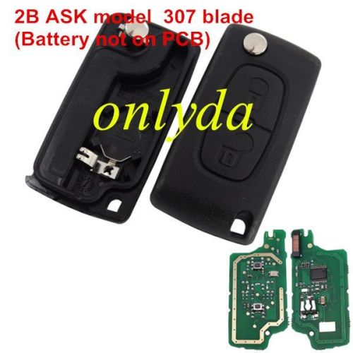 For Peugeot 2 Button Flip  Remote Key with 46 chip ASK model  with VA2 and HU83 blade , please choose the key shell PCF7961chip