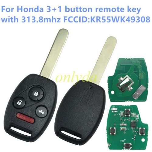 Honda 3+1 button remote key with 313.8mhz FCCID:KR55WK49308