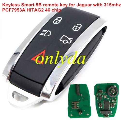 For Jaguar Keyless remote key 315mhz/433mhz, 5 button, pcf7953A /HITAG2 46 chip, FCC ID: KR55WK49244