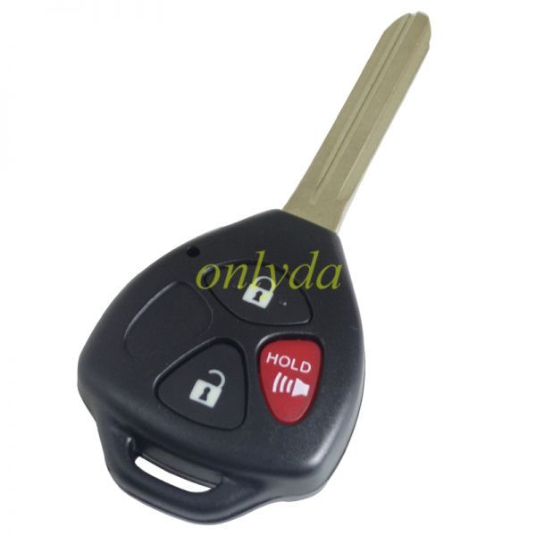 For Toyota 2+1 button remote key shell with red panic with/without badge
