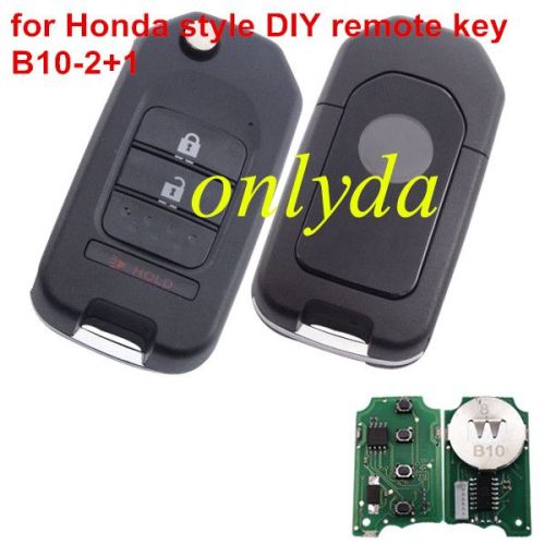 For Honda style 2+1 button remote key B10-2+1 for KD300 and KD900 to produce any model  remote