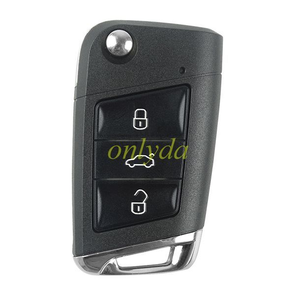 For  VW  MQB platm 3 button flip remote key  with ID48 chip-434mhz & HU66 blade, used  T-Cross, Magotan, sagitar ect