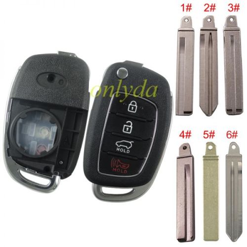 For New Hyundai 3+1button key blank ,please can choose the key blade