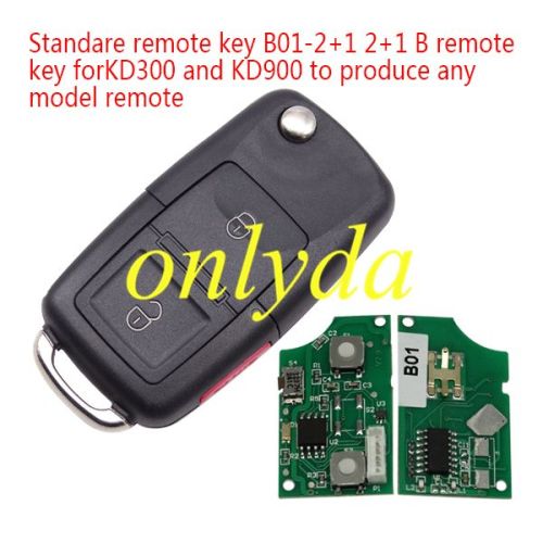 Standare remote key   B01-2+1 2+1 button remote key for KDX2 and KD Max to produce any model  remote