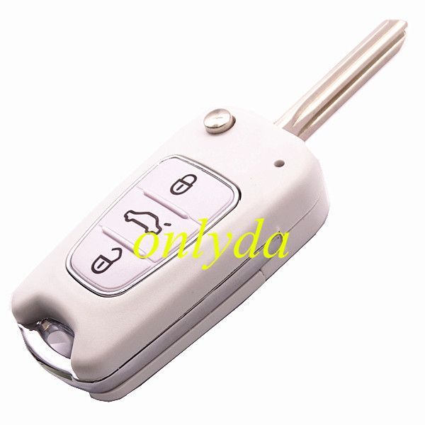 For hyun 3 button flip remote key shell  with left blade white color