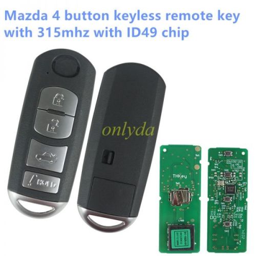 For 4 button keyless remote key with 315mhz with ID49 chip FCCID:WAZSKE13D01  P/N:662F-SKE13D01 SUV SKE13D-01 FSK