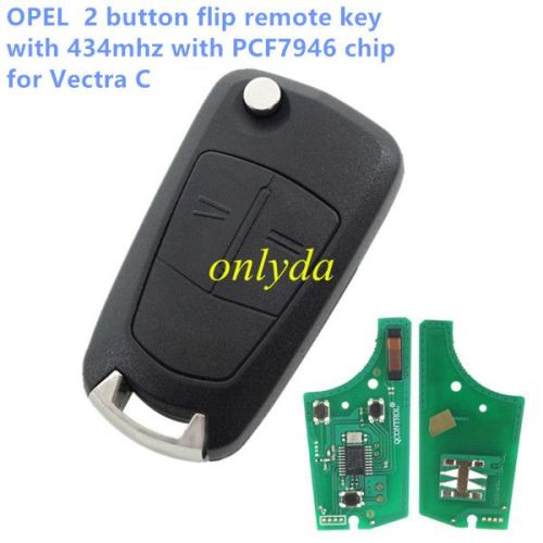 For OPEL  Vectra C 2 button remote 434mhz  PCF7946 chip HU100 blade for