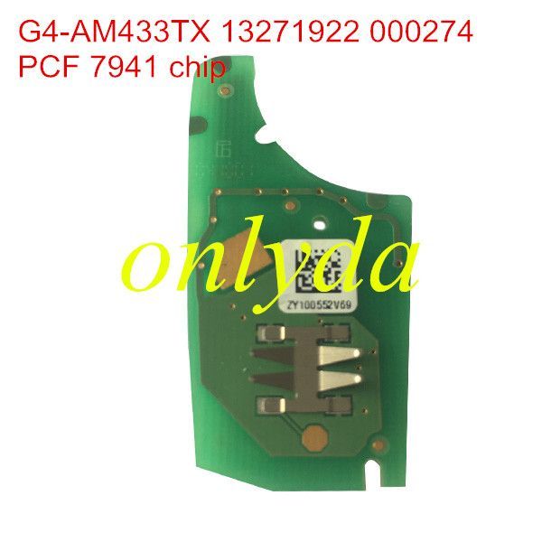 For  Vauxhall 2 button Remote Key key with 434mhz  G4-AM433TX 13271922 000274 PCF 7941 chip  without blade