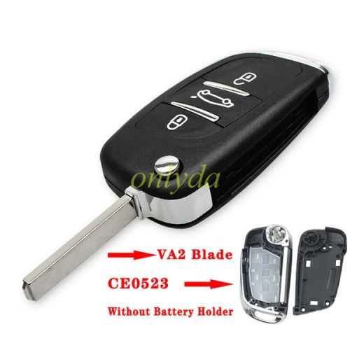 For modified  replacement key shell with 3 button with VA2 blade Without battery clip