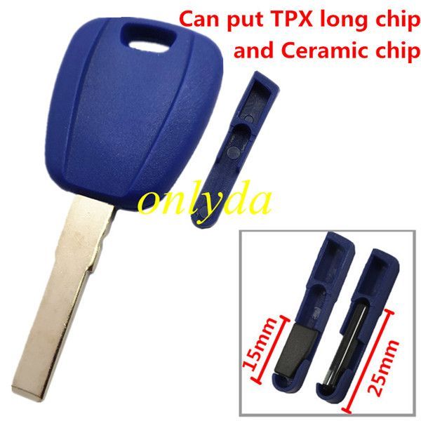 For Transponder key blank -(can put TPX long chip and Ceramic chip) blank color is blue with SIP22 blade  NO LOGO