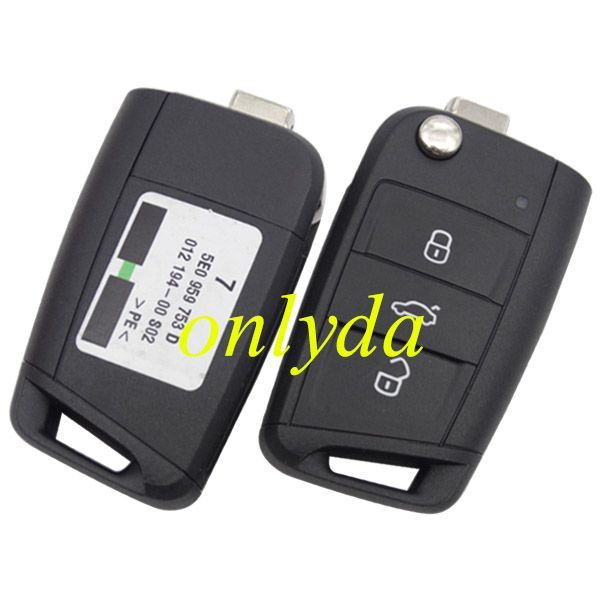 For  VW golf 7 3 button remote key 5E0 959 752 D with 434mhz ID48 chip CMIIT ID:2015DJ1678
