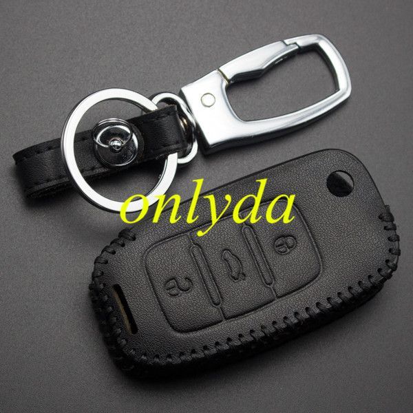For Skoda 3 button key learther case
