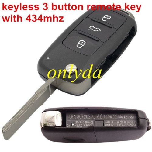 For VW keyless 3 button remote key with 434mhz  Model number is 5KO-959-753-AG  /  5KO-837-202AJ