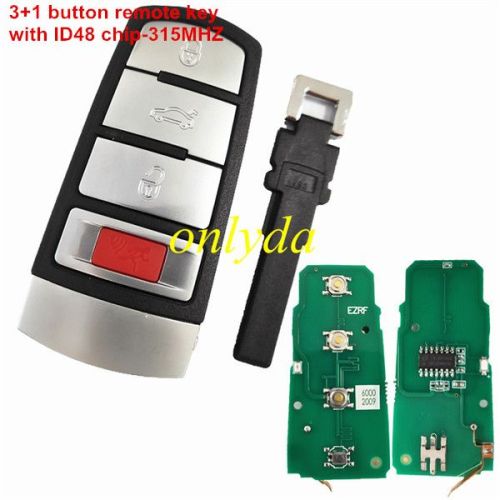 For VW keyless 3+1  button remote key with ID48 chip-315mhz
