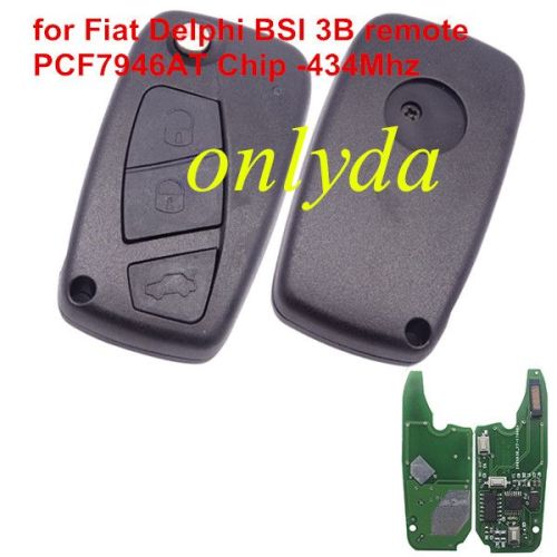 For Fiat Delphi BSI 3 button remote key With PCF7946AT Chip and 433.92Mhz Transponder: ID46 – PCF7946 Philips Crypto 2 / Hitag2 (black)