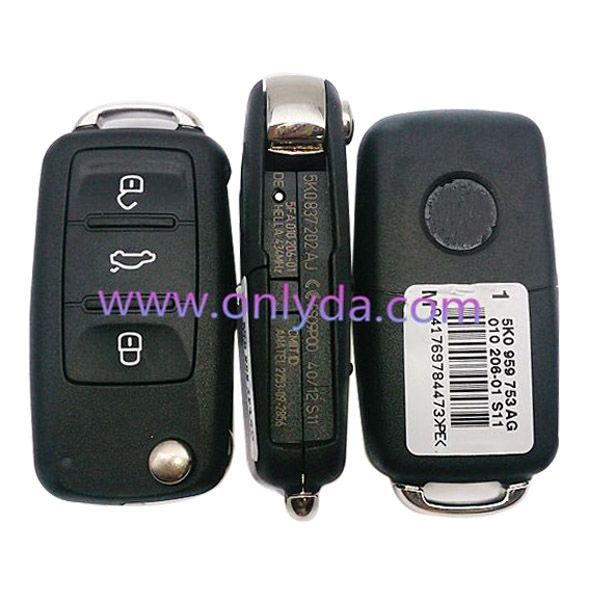 For  VW 3 button remote key with 434mhz Model Number is 5KO-959-753-AG /5KO-837-202AJ