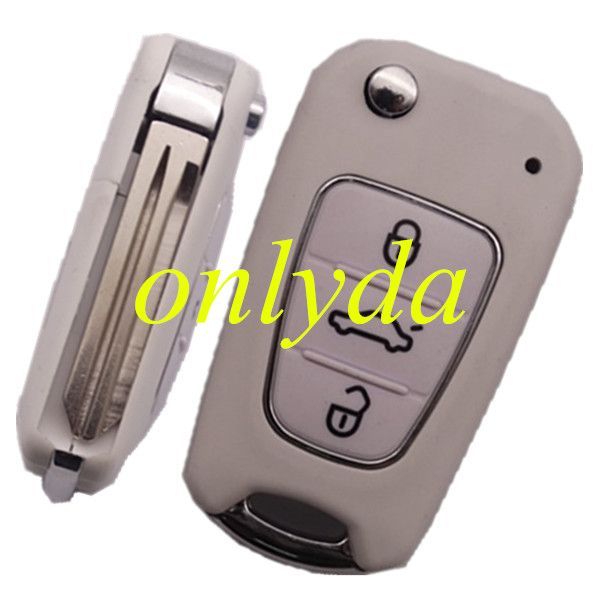 For hyun 3 button flip remote key shell  with left blade white color