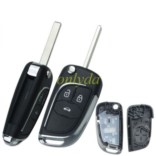 For Chevrolet modified 3 button folding remote control key shell with hu100 blade with logo