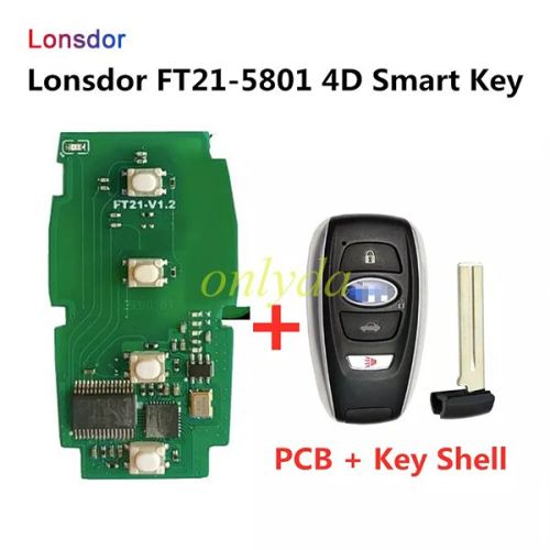 Lonsdor FT21-5801 314 / 433MHz K518 smart remote key for s-u (4d pcb board work with K518,can use KH100 machine to adjust the model and frequency
