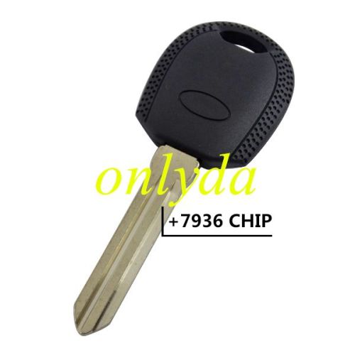 For kia transponder key  with left blade and 7936chip  inside