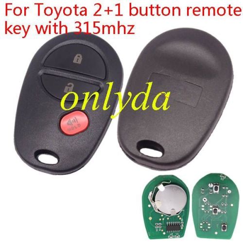 For Toyota 2+1 button remote key  315MHz ASK FCC ID:GQ43VT20T IC:1470A-1T MEX:RLVTR5002-562 P/N: 89742-AE010  Sienna 2004 - 2013   Tundra 2006 - 2013  Tacoma 2004 - 2015    Sequoia 2004 - 2013 Highlander 2007 - 2013