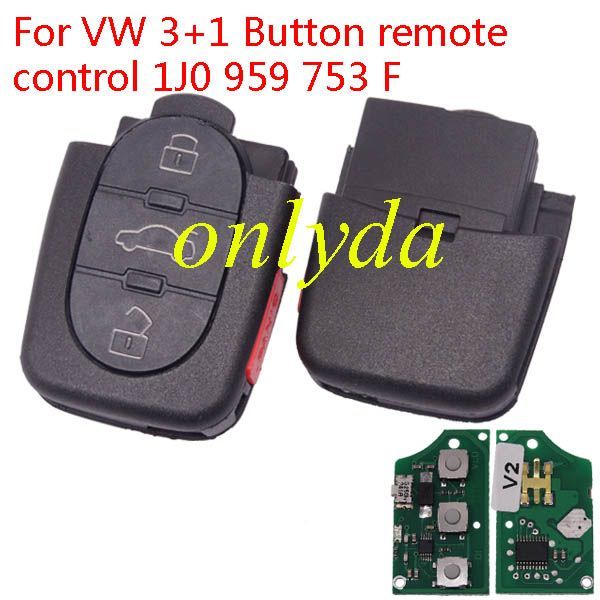 For VW 3+1 Button remote control  1J0 959 753 F