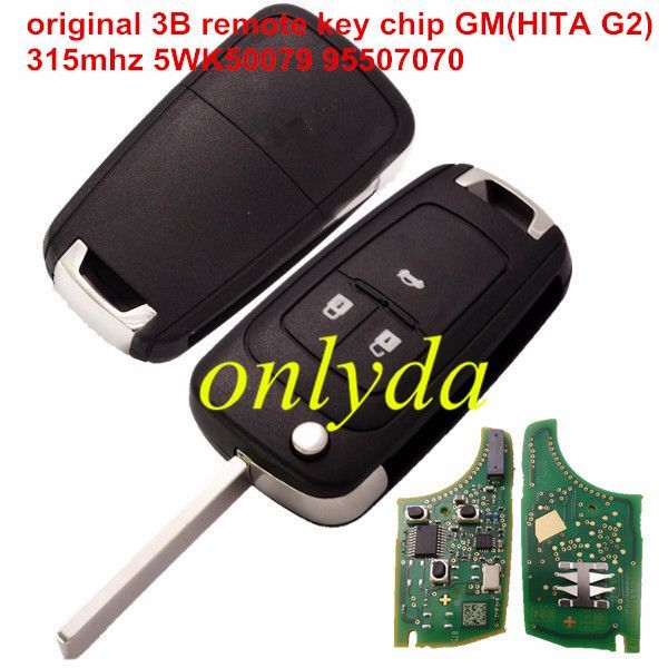 Vauxhall original 3 button remote key with 315mhz  5WK50079 95507070 chip GM(HITA G2) 7937E chip original pcb+aftermarket key shell