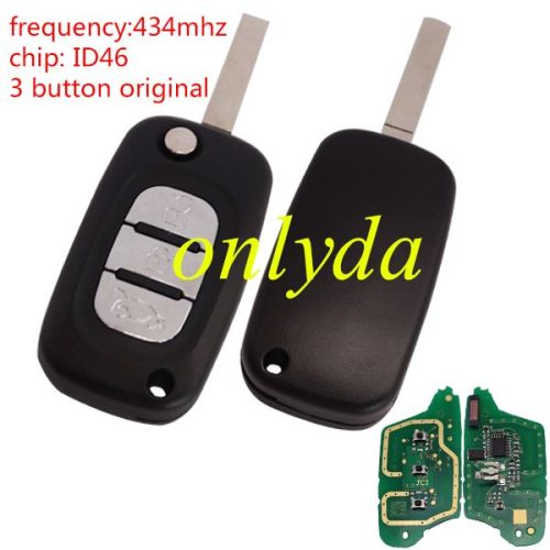 For   3 button remote key with PCF7961(HITAG2) ID46 Chip 433mhz