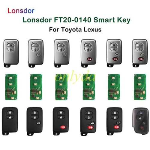 Lonsdor per Toyota/corona/Prodo/Lexus Smart Key con scheda PCB 4D FT20-0140B MHz.