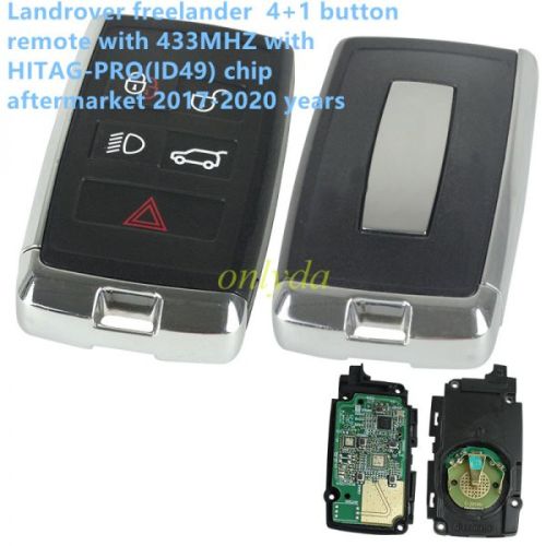For Landrover smart freelander  4+1 button remote with 433MHZ with  HITAG-PRO(ID49) chip aftermarket 2017-2020 years  JLR:JK52-15K601-BG(JK52-15K601-XX)  LERA:5AVC13F08 MODEL:PSFOB     FOBL4LR