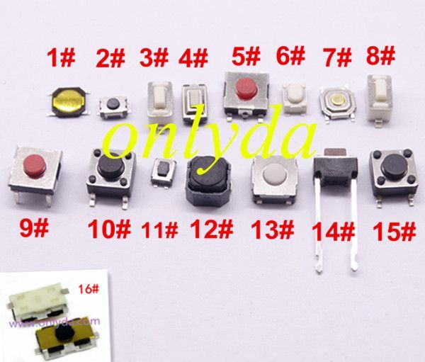 For muti-function remote key switch,PCB  buttontotal 16 models, 20pcs for each model , total is  320pcs ,it is easy for locksmith engineer to use.
