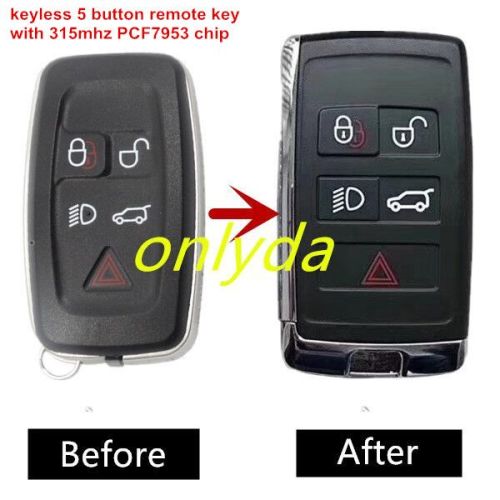 For keyless 5 button remote key with 315/433.92mhz PCF 7953 chip