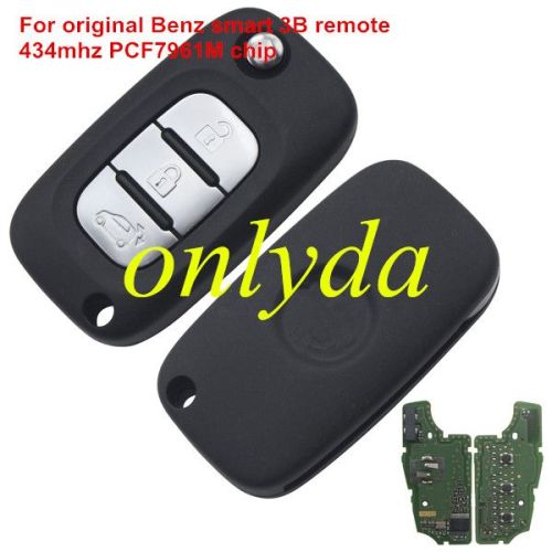 For OEM Benz smart 3 button remote key with 434mhz with PCF7961M chip