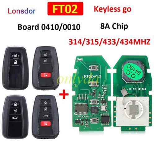 For Lonsdor FT02 0410/0010 circuito stampato Smart Keyless Go Car Key Pcb 314/433Mhz 8A Chip per Lexus Toyota Camry Avalon Hybrid, can use KH100 machine to adjust the model and frequency