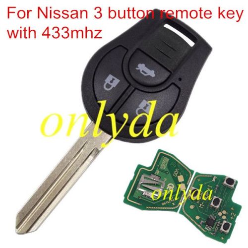 For Nissan 3 button remote key  with ASK with 315mhz/433MHZ