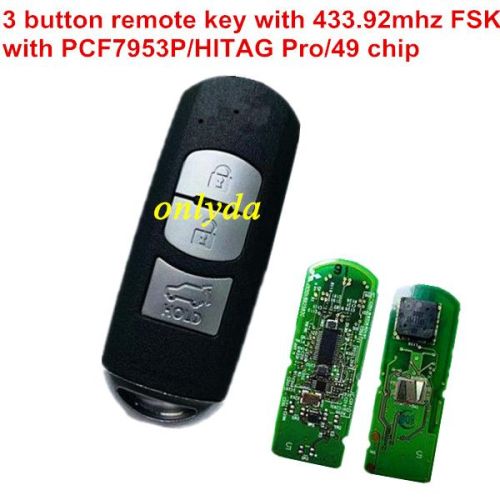 For 3 button remote key with 433.92mhz FSK  with PCF7953P/HITAG Pro /49 chip