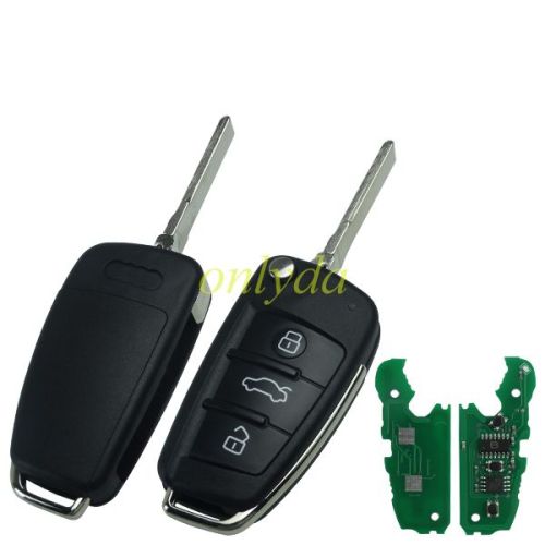 For Audi A3 TT 3 button remote key ID48 glass chip FCCID:8P0837220D