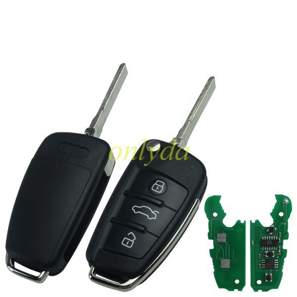 For Audi A3 TT 3 button remote key ID48 glass chip FCCID:8P0837220D 434m/315m