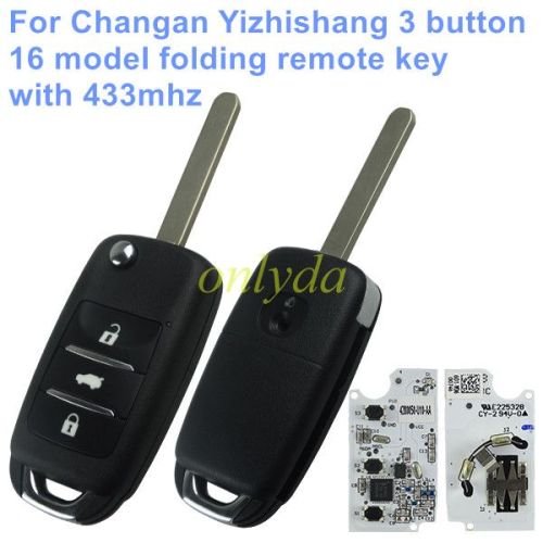 For  Changan Yizhishang 3 button  16 model folding remote key with 433mhz