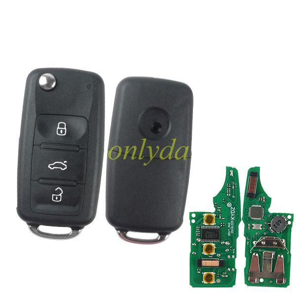 For  VW MQB remote,MQB keyless megamos AES 3 button with 433.92mhz KYDZ
