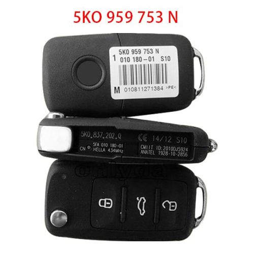 For  VW 3 button remote key with 434mhz Model Number is 5KO-959-753-N/5KO-837-202Q