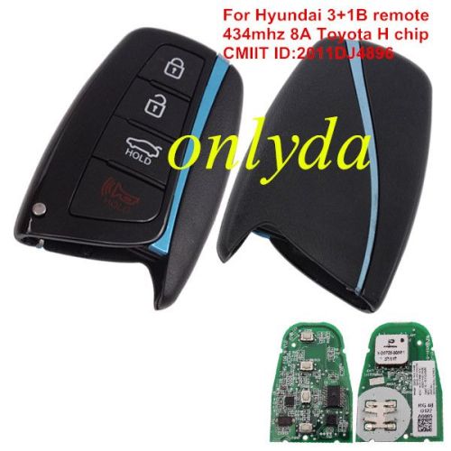 For OEM hyun 3+1B remote 434mhz 8A Toyota H chip Model: Seks-HG11A0B CMIIT ID:2011DJ4896
